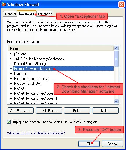 Windows Firewall settings 3